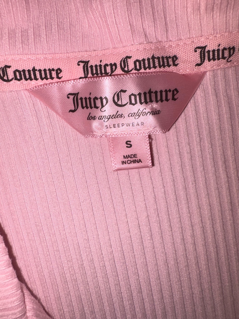 Juicy Couture Bling Light Pink Short Sleeve Button-Down Nightshirt - Picture 3 of 3